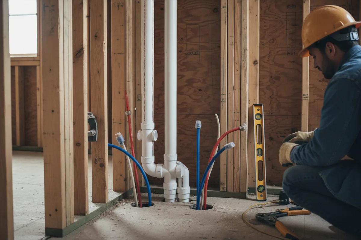 Drain and supply rough-in during Drain Cleaning in Tuscumbia
