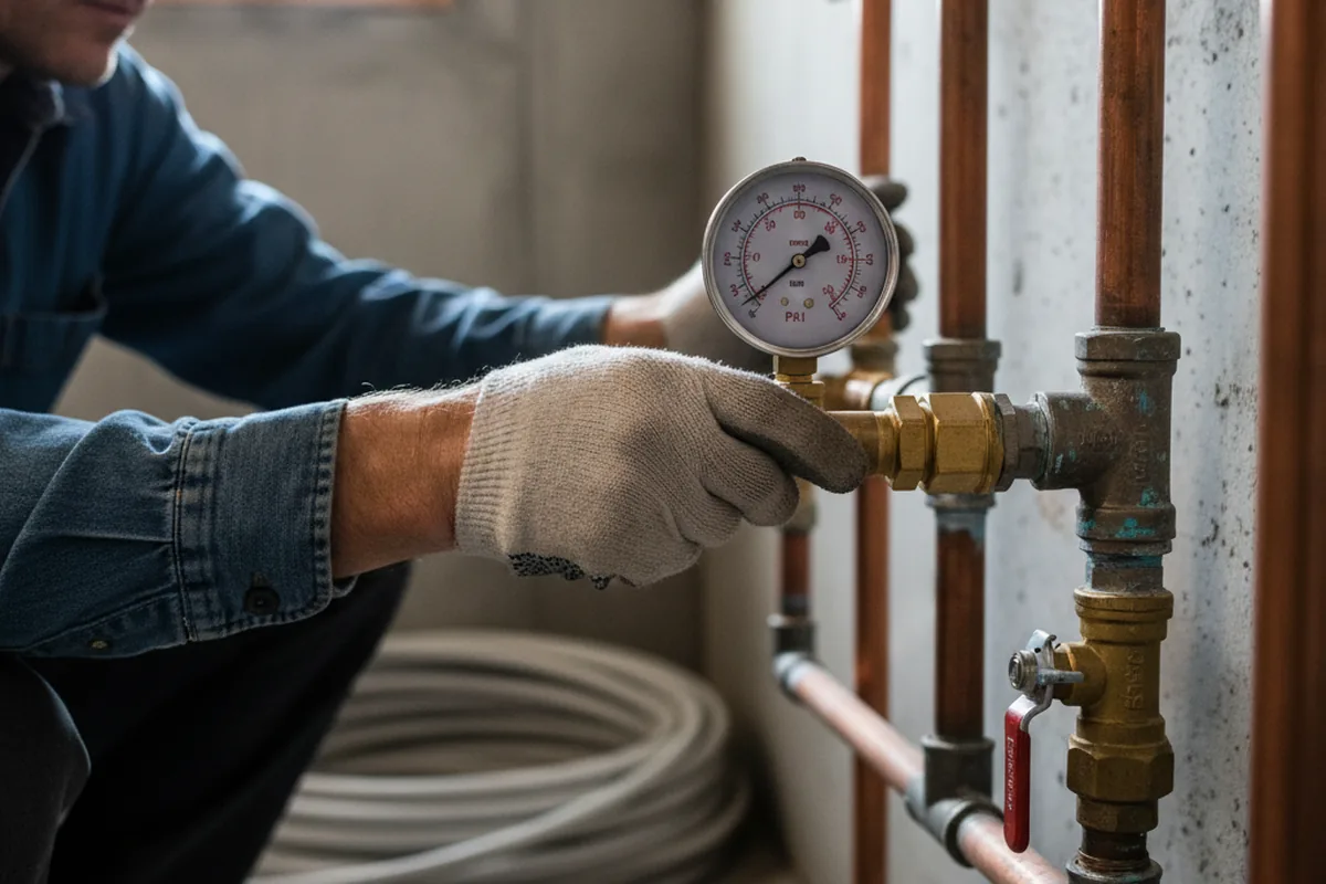 Pressure testing a repaired line during Water Line Repair in Tuscumbia